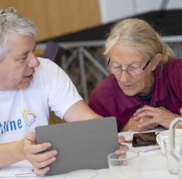 Participant with tablet